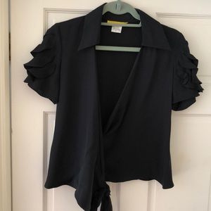 Flores & Flores black silk top size 4